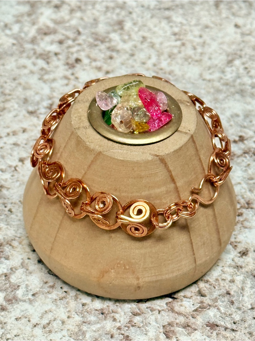 Celtic Domed Spiral Link Bracelet in Pure Polished Copper